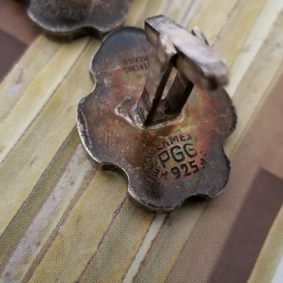 Relisted -Vintage Sterling Silver cuff links PGG black - Picture 13 of 17